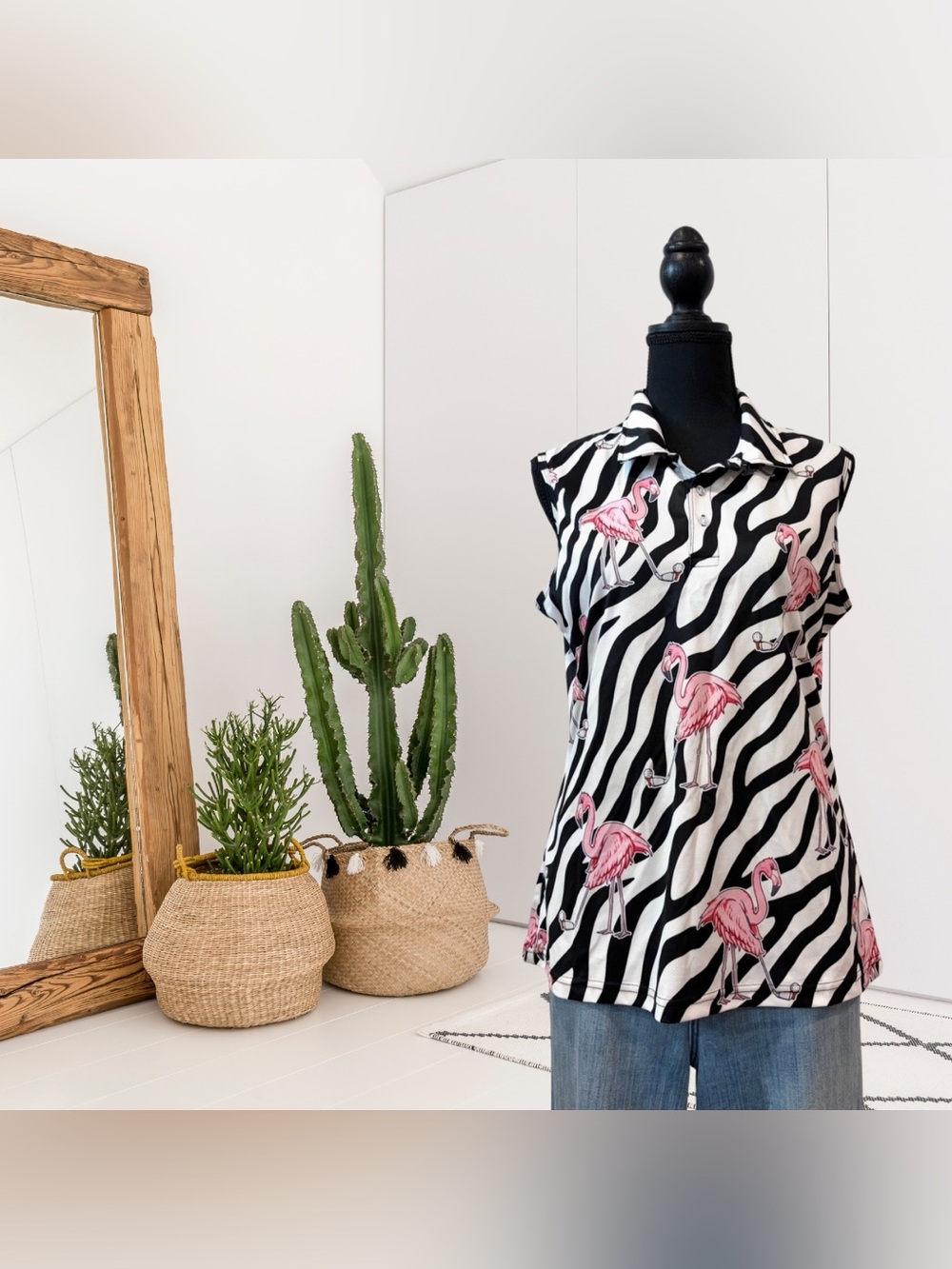 GarmentOne Sleeveless Flamingo Golf Polo Top